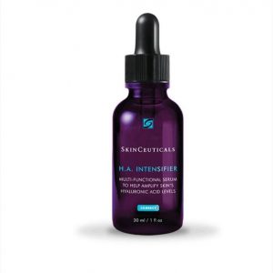 Dr Ria Smit SkinCeuticals Aesthetics H.A. Intensifier is a multi-beneficial corrective serum proven to amplify skin’s hyaluronic acid levels. Reduces the look of crow’s feet and parenthesis around the mouth or laugh lines.
